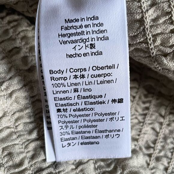 J Crew 100% Linen Smocked Shirred Spaghetti Strap Dress Size 14 - Picture 6 of 7